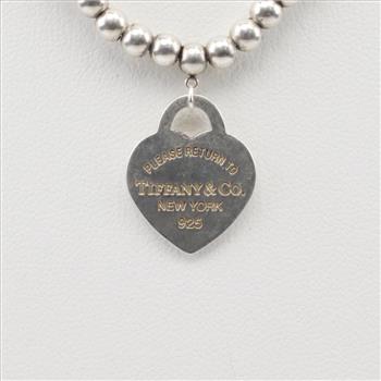 Tiffany & Co Heart Tag Sterling Silver Bead Necklace