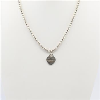 Tiffany & Co Heart Tag Sterling Silver Bead Necklace