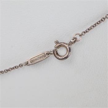 Tiffany & Co. Sterling Silver Blue Double Heart Tag Pendant Necklace