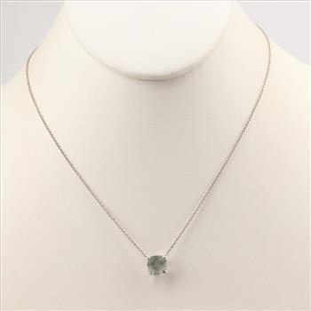 Tiffany & Co. Sterling Silver Blue Stone Square Pendant Necklace