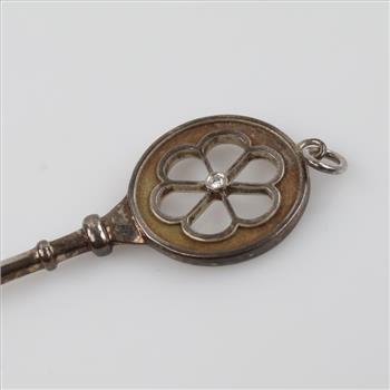 Tiffany & Co. Sterling Silver Diamond Blossom Flower Key Pendant