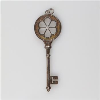 Tiffany & Co. Sterling Silver Diamond Blossom Flower Key Pendant