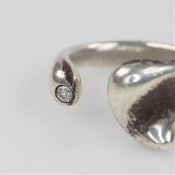 Tiffany & Co. Sterling Silver Diamond Elsa Peretti Full Heart Ring