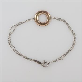 Tiffany & Co. Sterling Silver Double Chain Bracelet With 1837 GP Circle