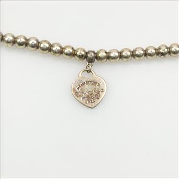 Tiffany & Co. Sterling Silver Heart Tag Bead Bracelet