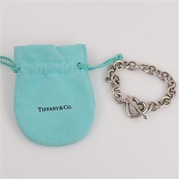 Tiffany & Co. Sterling Silver Open Heart & Arrow Toggle Bracelet