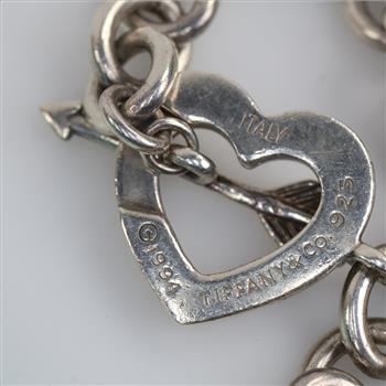 Tiffany & Co. Sterling Silver Open Heart & Arrow Toggle Bracelet