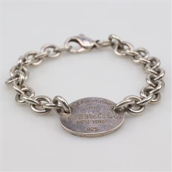 Tiffany & Co. Sterling Silver Oval Tag Cable Bracelet