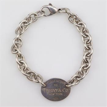 Tiffany & Co. Sterling Silver Oval Tag Cable Bracelet