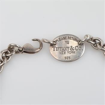 Tiffany & Co. Sterling Silver Oval Tag Collar Necklace