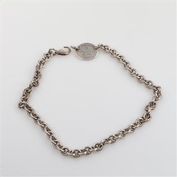 Tiffany & Co. Sterling Silver Oval Tag Collar Necklace