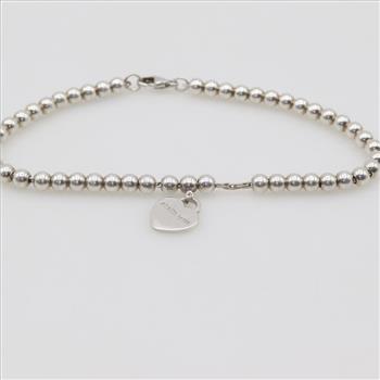 Tiffany & Co. Sterling Silver Return To Tiffany Heart Tag Beaded Bracelet