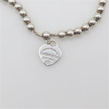 Tiffany & Co. Sterling Silver Return To Tiffany Heart Tag Beaded Bracelet