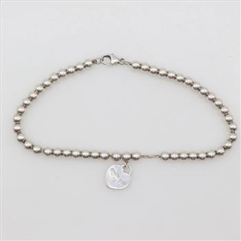 Tiffany & Co. Sterling Silver Return To Tiffany Heart Tag Beaded Bracelet