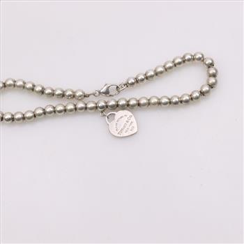 Tiffany & Co. Sterling Silver Return To Tiffany Heart Tag Beaded Bracelet