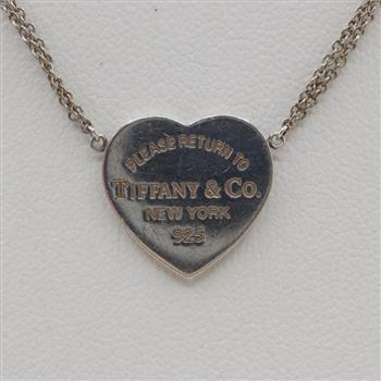 Tiffany & Co. Sterling Silver Return To Tiffany Heart Tag Double Strand Necklace