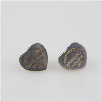 Tiffany & Co. Sterling Silver Return To Tiffany Heart Tag Stud Earrings