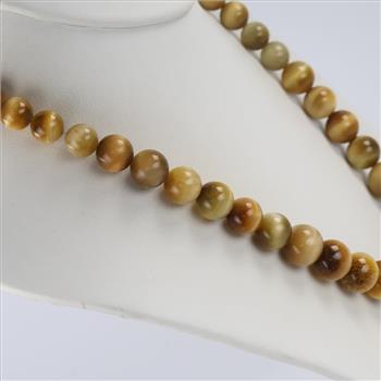 Tiger's Eye Graduated Beaded Silver Clasp Necklace