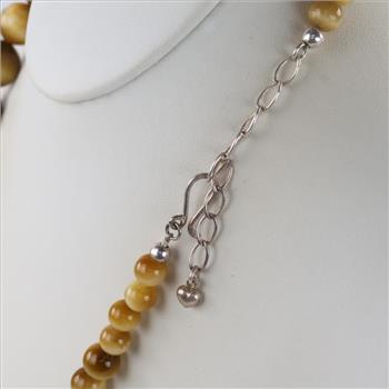 Tiger's Eye Graduated Beaded Silver Clasp Necklace