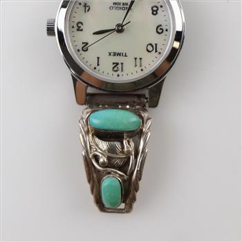Timex Stainless Steel Watch With Sterling Silver Tips