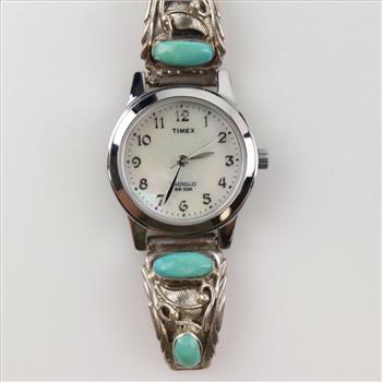 Timex Stainless Steel Watch With Sterling Silver Tips