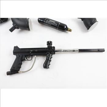 Tippman 98 Custom Paintball Guns With Tanks And Hoppers, 7 Pieces