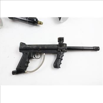 Tippman 98 Custom Paintball Guns With Tanks And Hoppers, 7 Pieces