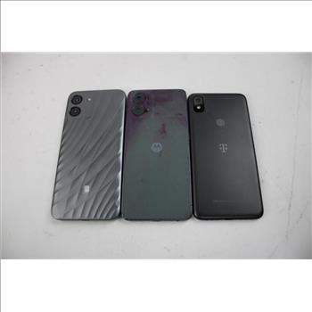 T-Mobile, Motorola, BLU Cell Phone Lot, 3 Pieces, Sold For Parts