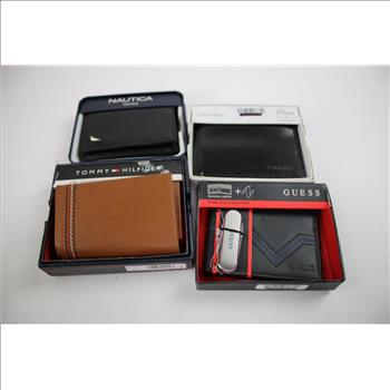 Tommy Hilfiger, Calvin Klein, Guess, Nautica, And Boss Wallets Bulk Lot, 7 Pieces