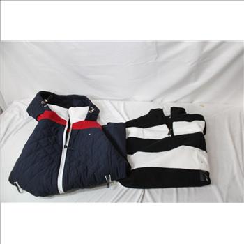 Tommy Hilfiger Coat, And Club Room Striped 1/4-Zip Sweater, Medium, 2 Pieces