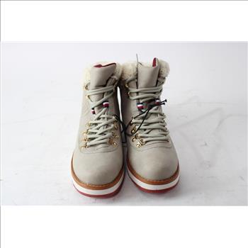 Tommy Hilfiger Faux Fur Mens Hiking Boots, Size 7, Tan/White