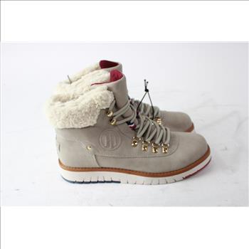 Tommy Hilfiger Faux Fur Mens Hiking Boots, Size 7, Tan/White