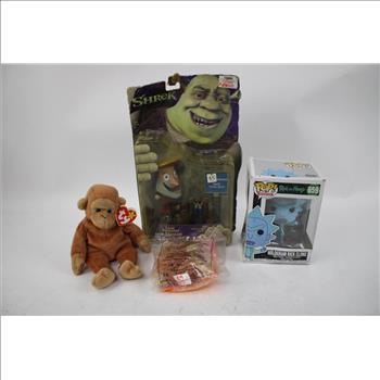 Toy Biz Spiderman MaryJane Fashion Doll, Mcfarlane Toys Shrek Lord Farquaad Mascot, Funko POP 659, & More 6 Pieces