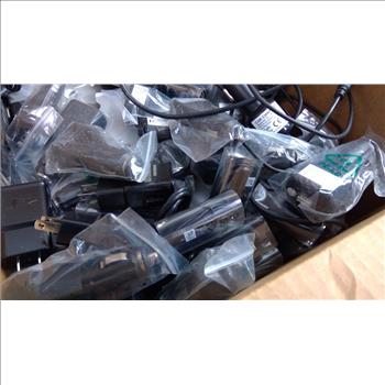 Travel Adapters, Car Adapters, Wired Earbuds, And More Bulk Lot