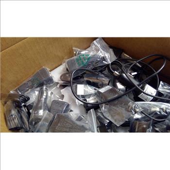 Travel Adapters, Car Adapters, Wired Earbuds, And More Bulk Lot