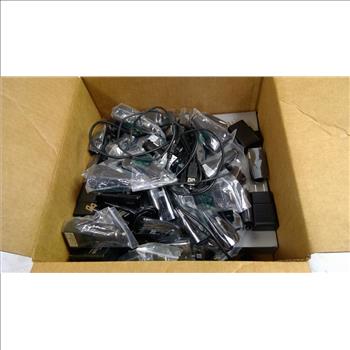 Travel Adapters, Car Adapters, Wired Earbuds, And More Bulk Lot