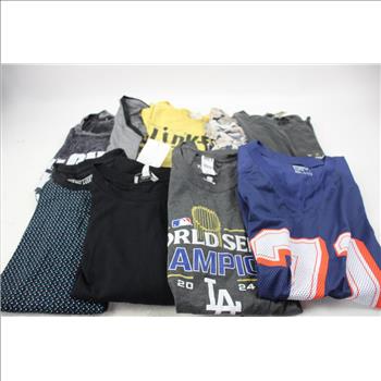 T-Shirts, Button-Up, Sports Jersey And More Large Shirts Bulk Lot, 9 Pieces
