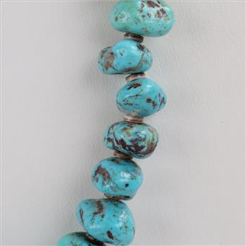Turquoise Beaded Necklace .850 Silver Clasp