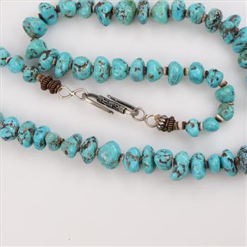 Turquoise Beaded Necklace .850 Silver Clasp