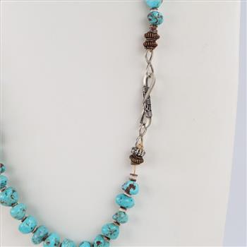 Turquoise Beaded Necklace .850 Silver Clasp
