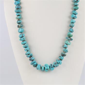 Turquoise Beaded Necklace .850 Silver Clasp