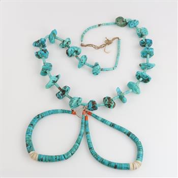 Turquoise Heish Beaded Necklace With Naja