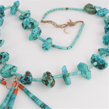 Turquoise Heish Beaded Necklace With Naja