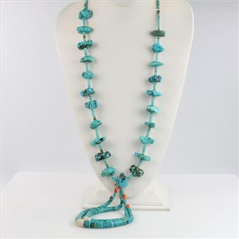 Turquoise Heish Beaded Necklace With Naja