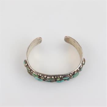 Turquoise Silver Wide Stamp Cuff Bangle