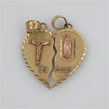 Two 10kt Gold Half Heart Pendants