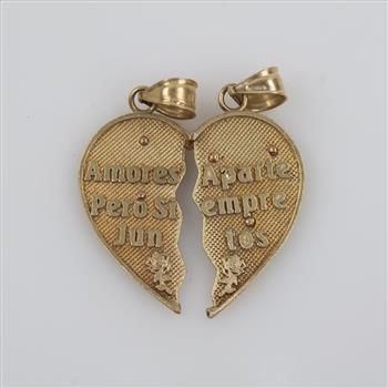 Two 10kt Gold Half Heart Pendants