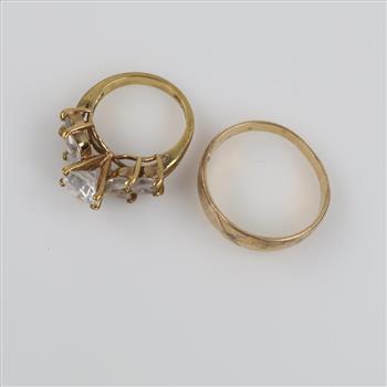 Two 10kt GP Clear Stone Rings