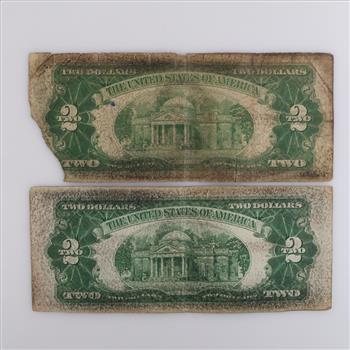 Two 1928 US Note 2 Dollar Bills