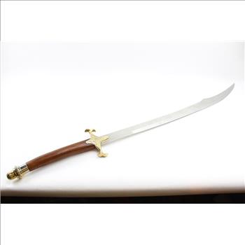 Two Handed Sword With Curved Tip And Sheath